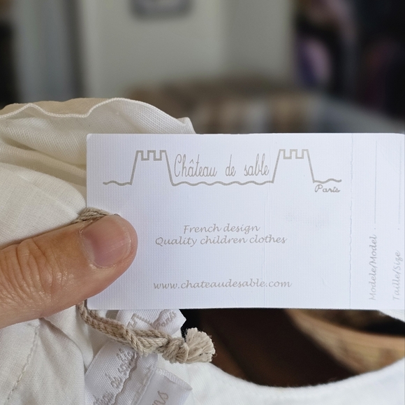 Chateau De Sable Girls White Linen Sleeveless Dress with Bow - Picture 7 of 7